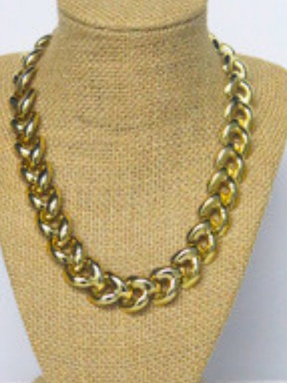 Gold Tone Chunky Interlocking Link Chain Necklace Bold Statement Estate Jewelry